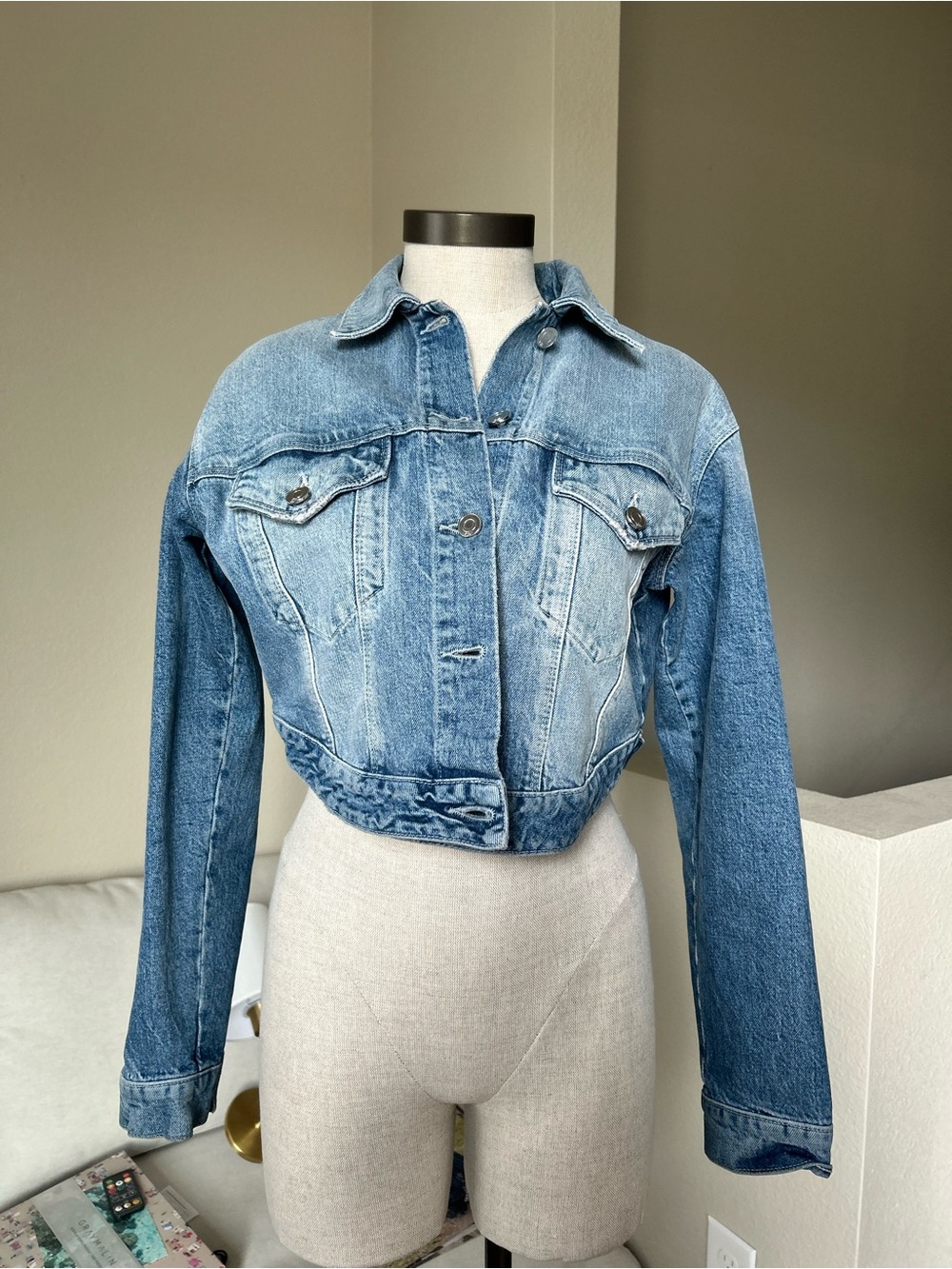 RtA Lani Cropped Denim Jacket